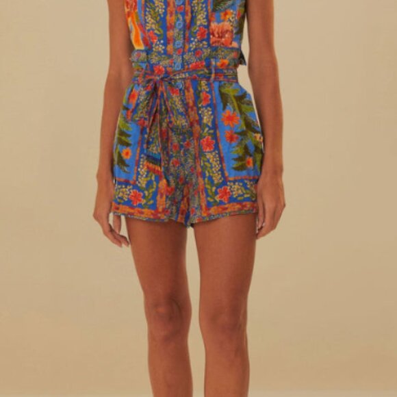 farm Rio Garden Blue Romper - small (NWT) - Picture 2 of 10